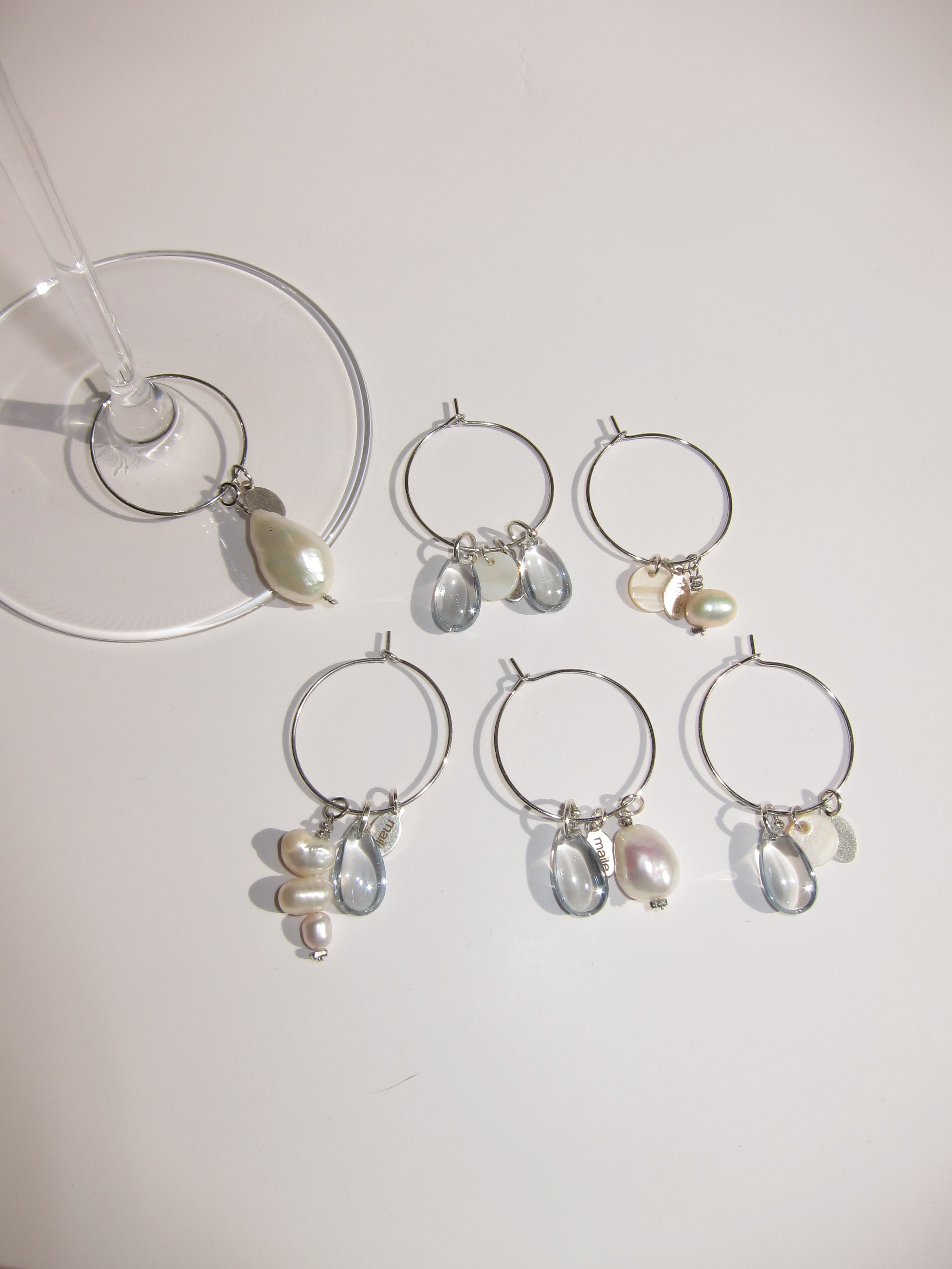 pearl teardrop wine charms