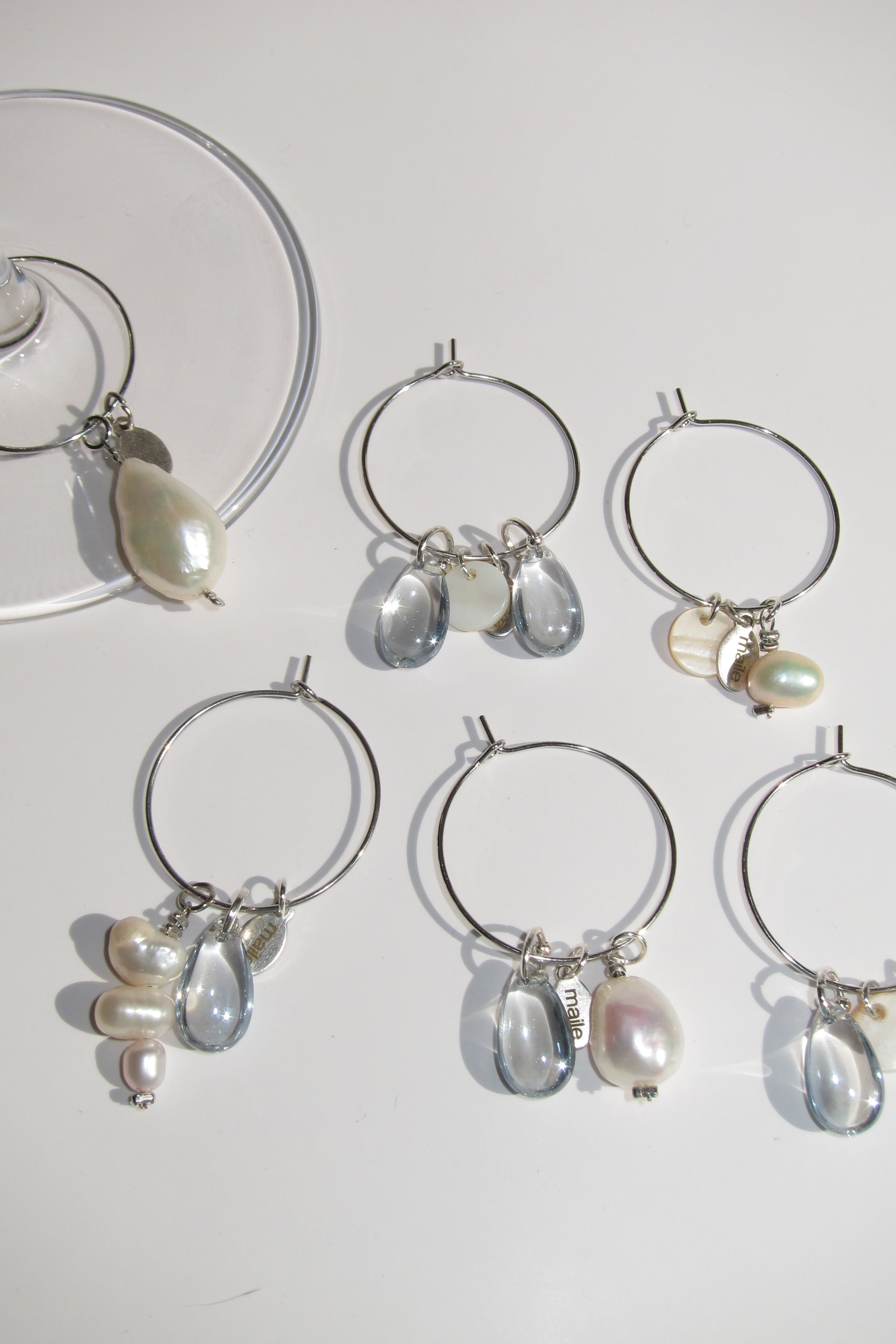 pearl teardrop wine charms