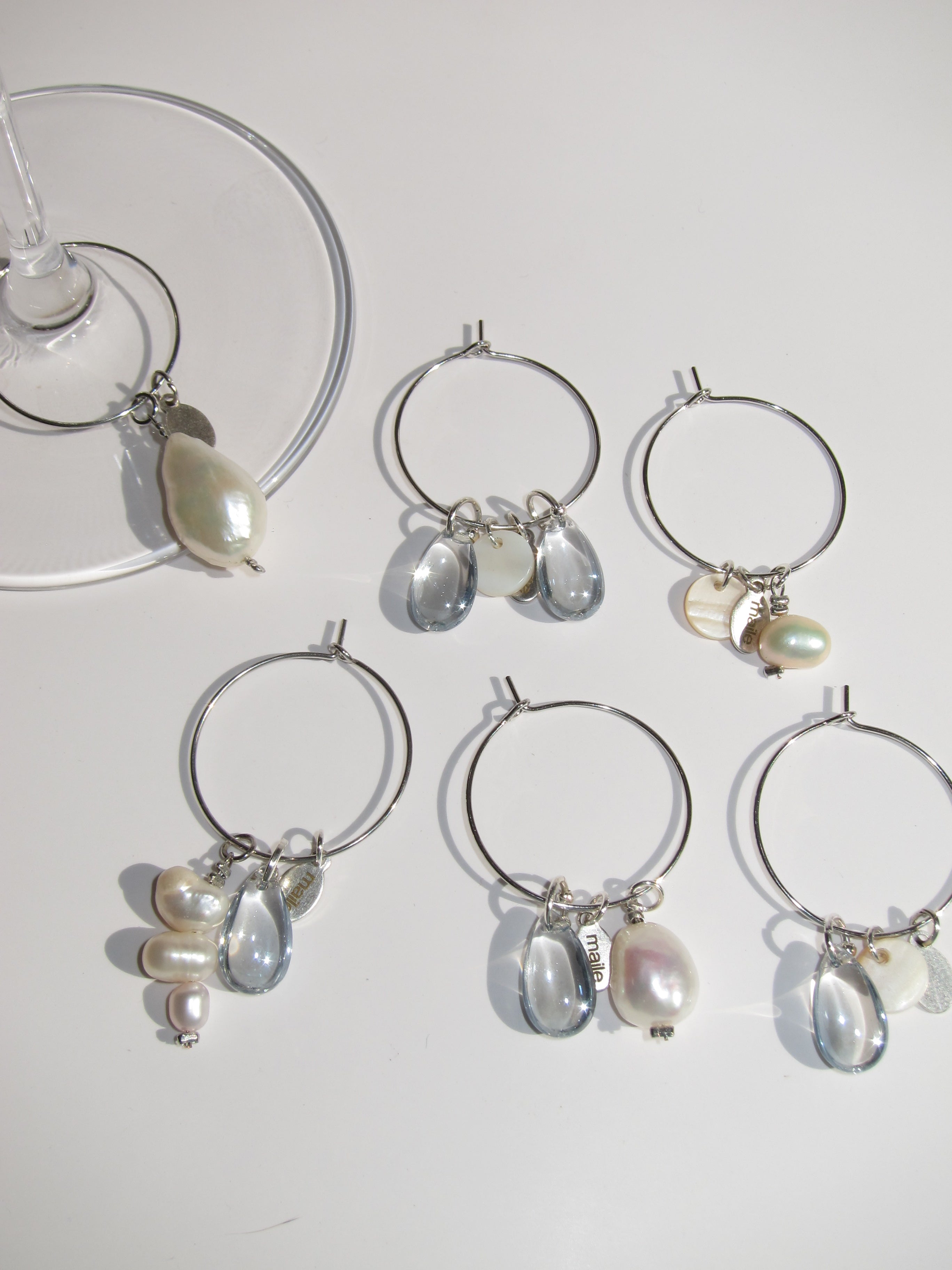 pearl teardrop wine charms