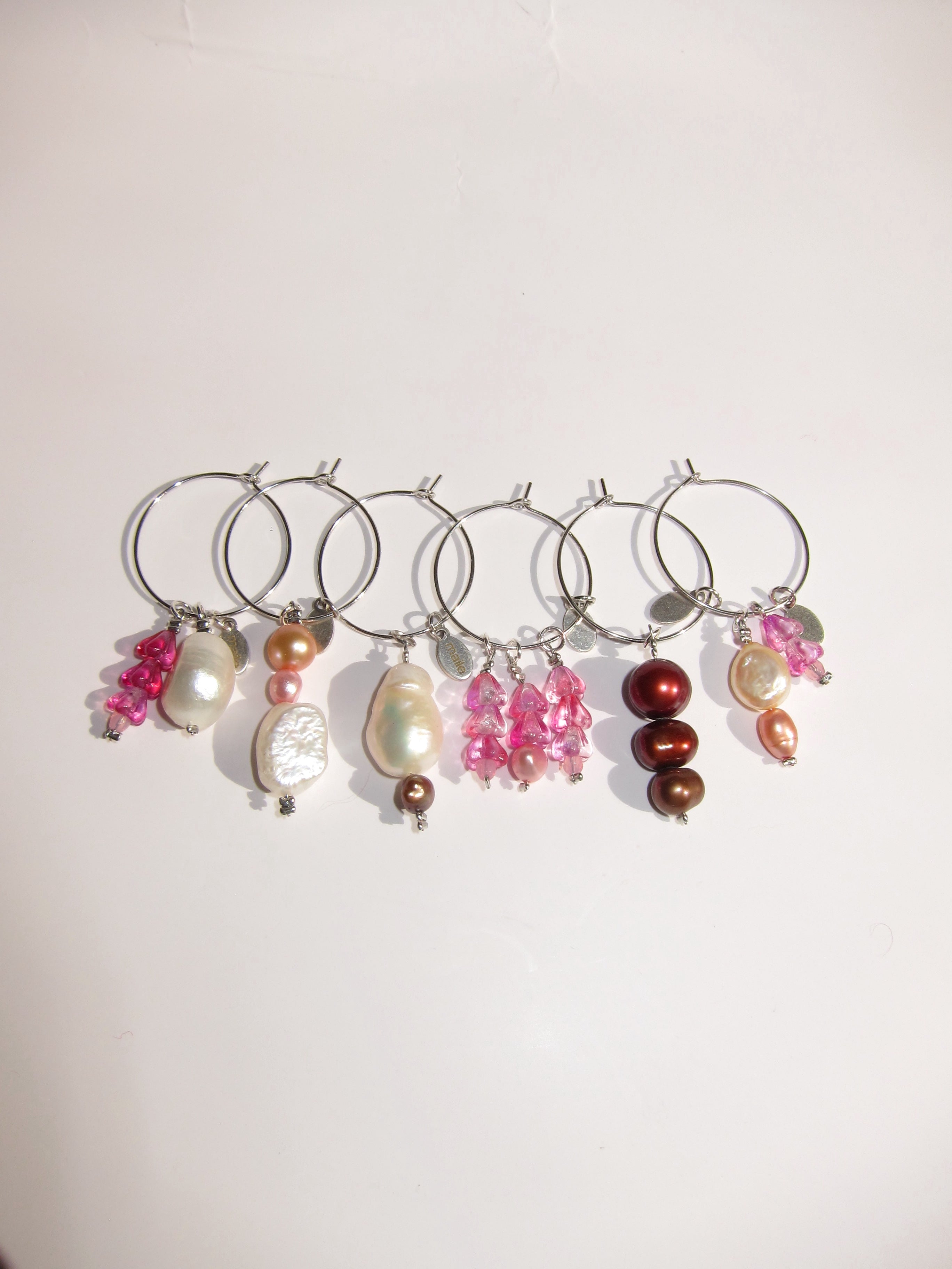 pink pearl wine charms