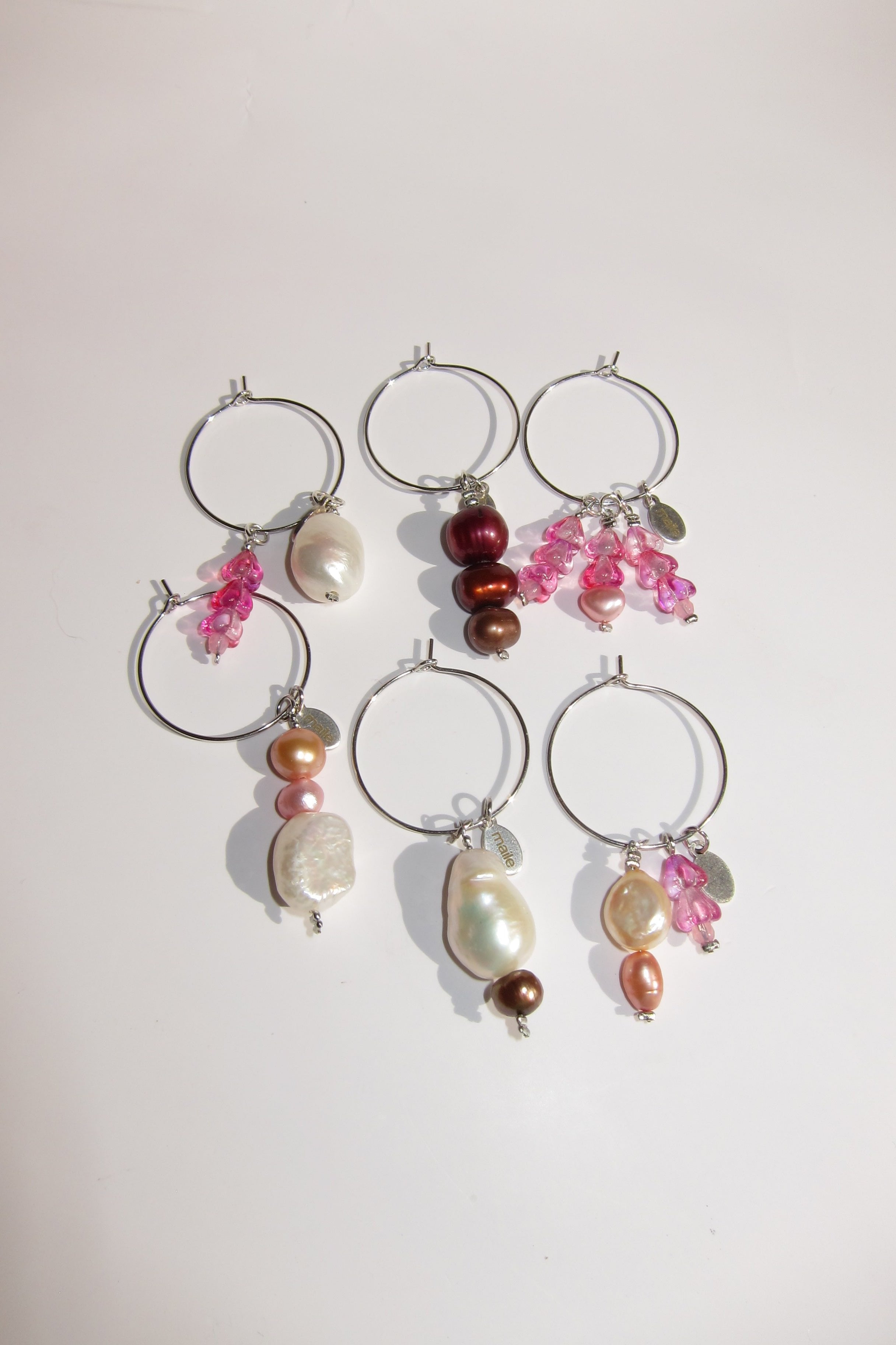 pink pearl wine charms