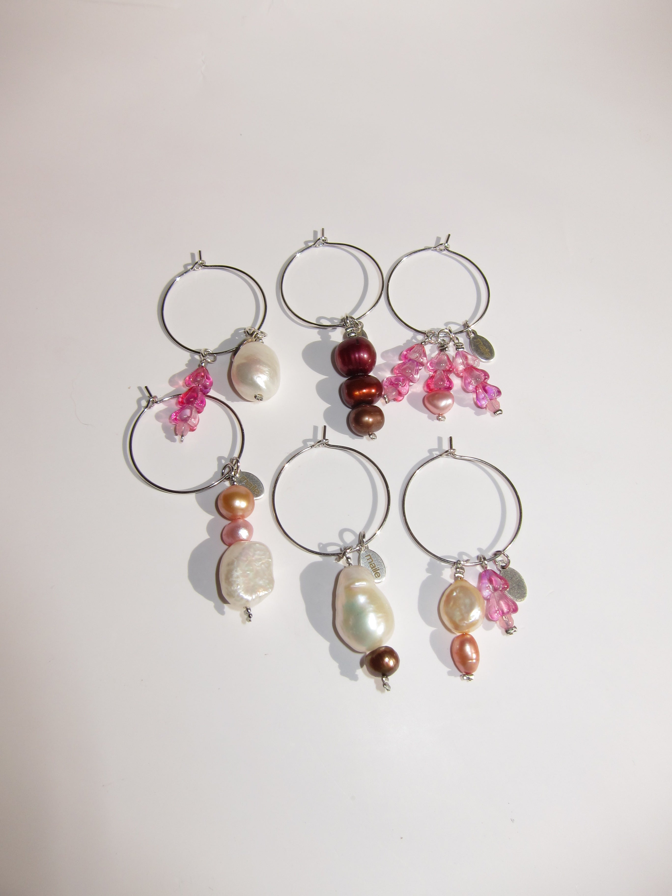 pink pearl wine charms