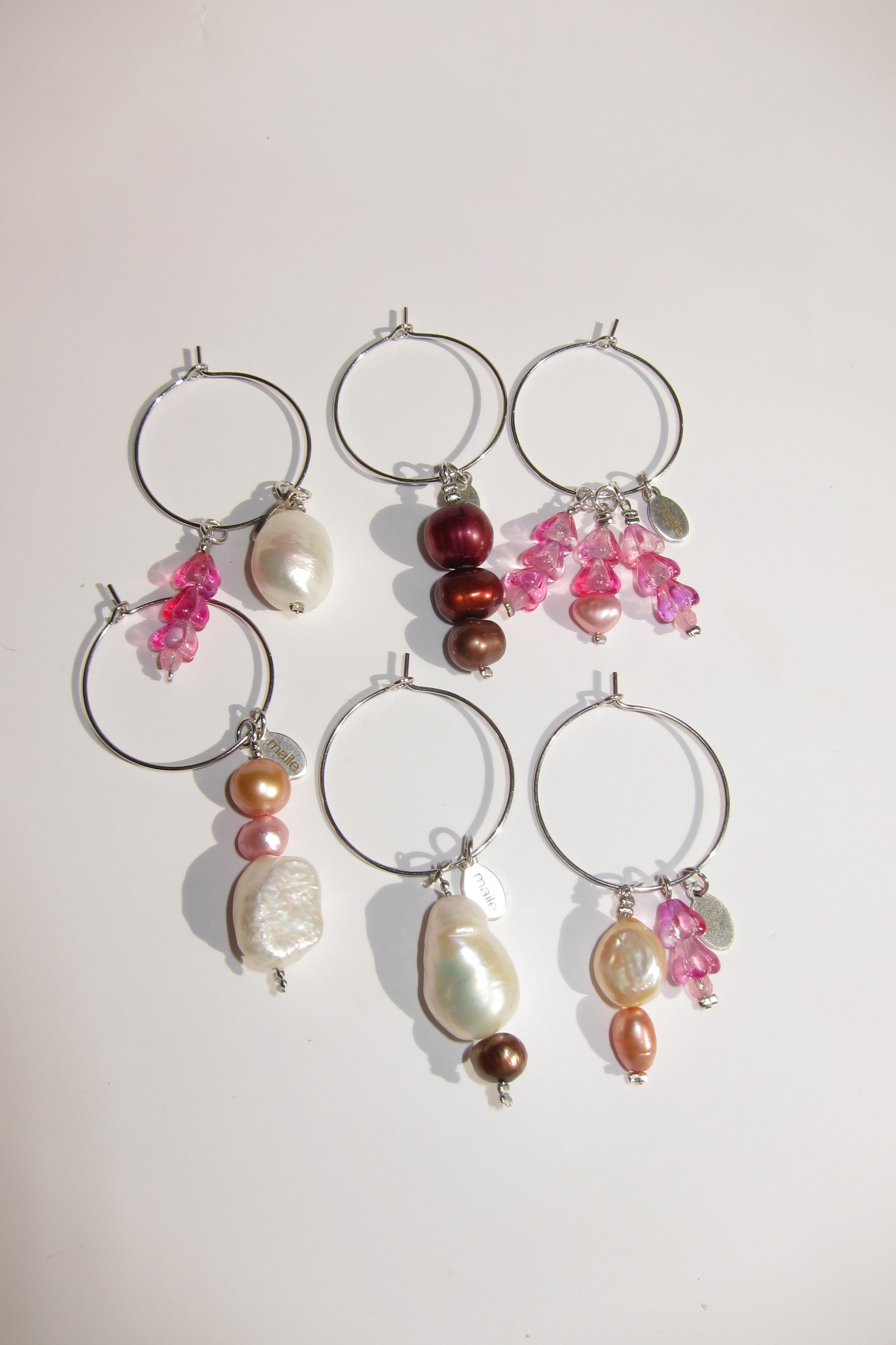 pink pearl wine charms