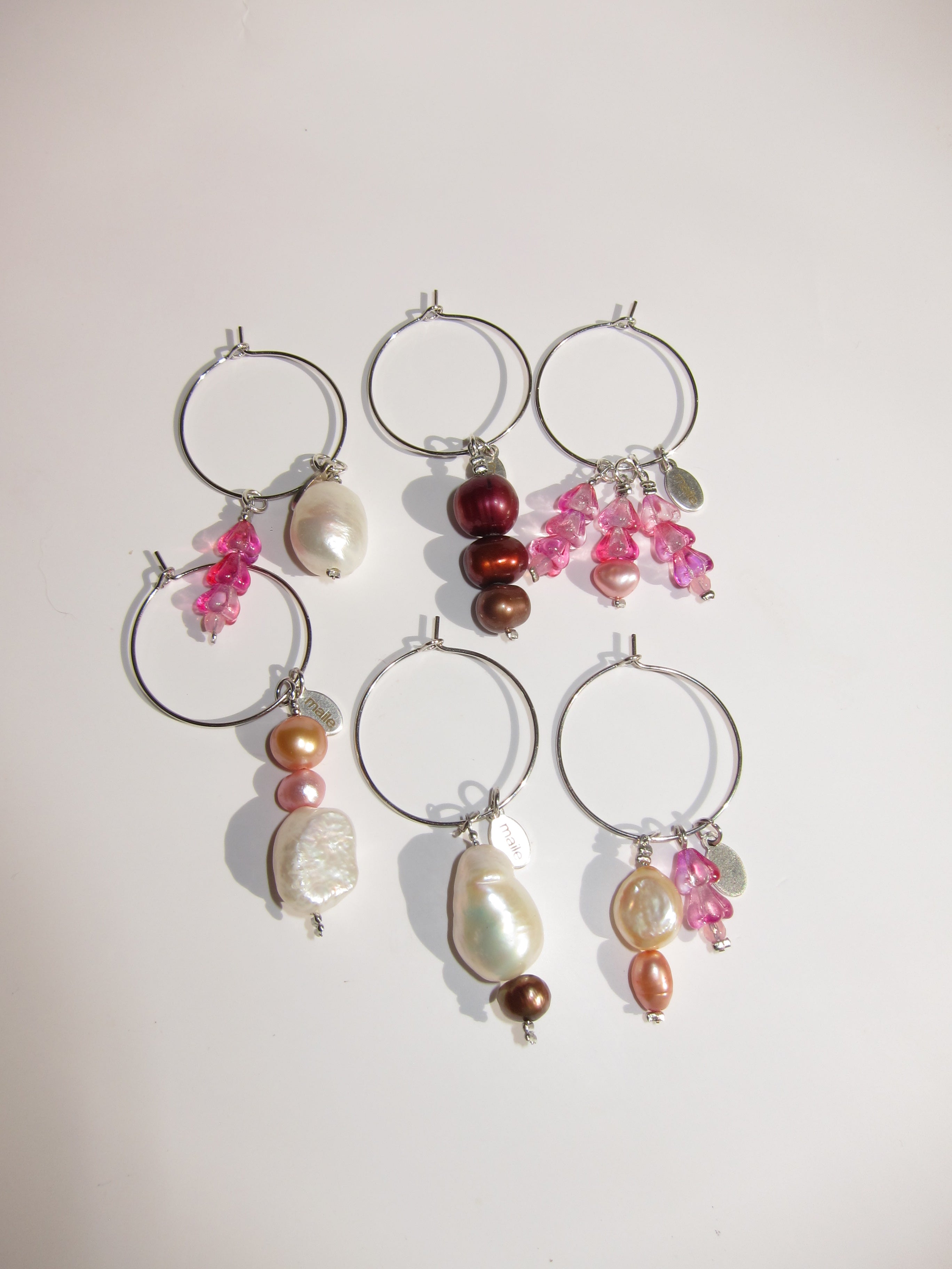 pink pearl wine charms