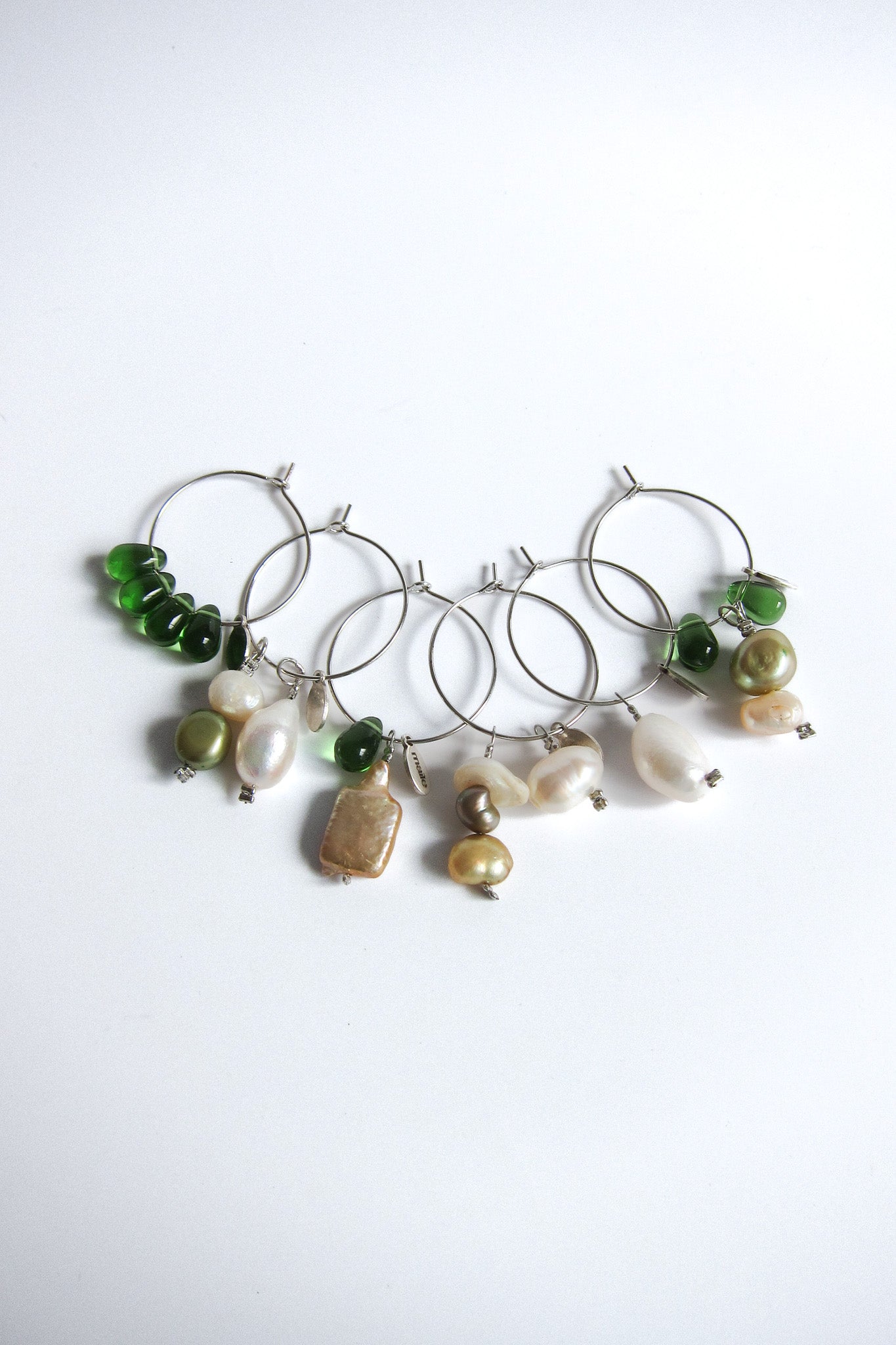 Pearl Green Teardrop Wine Charms