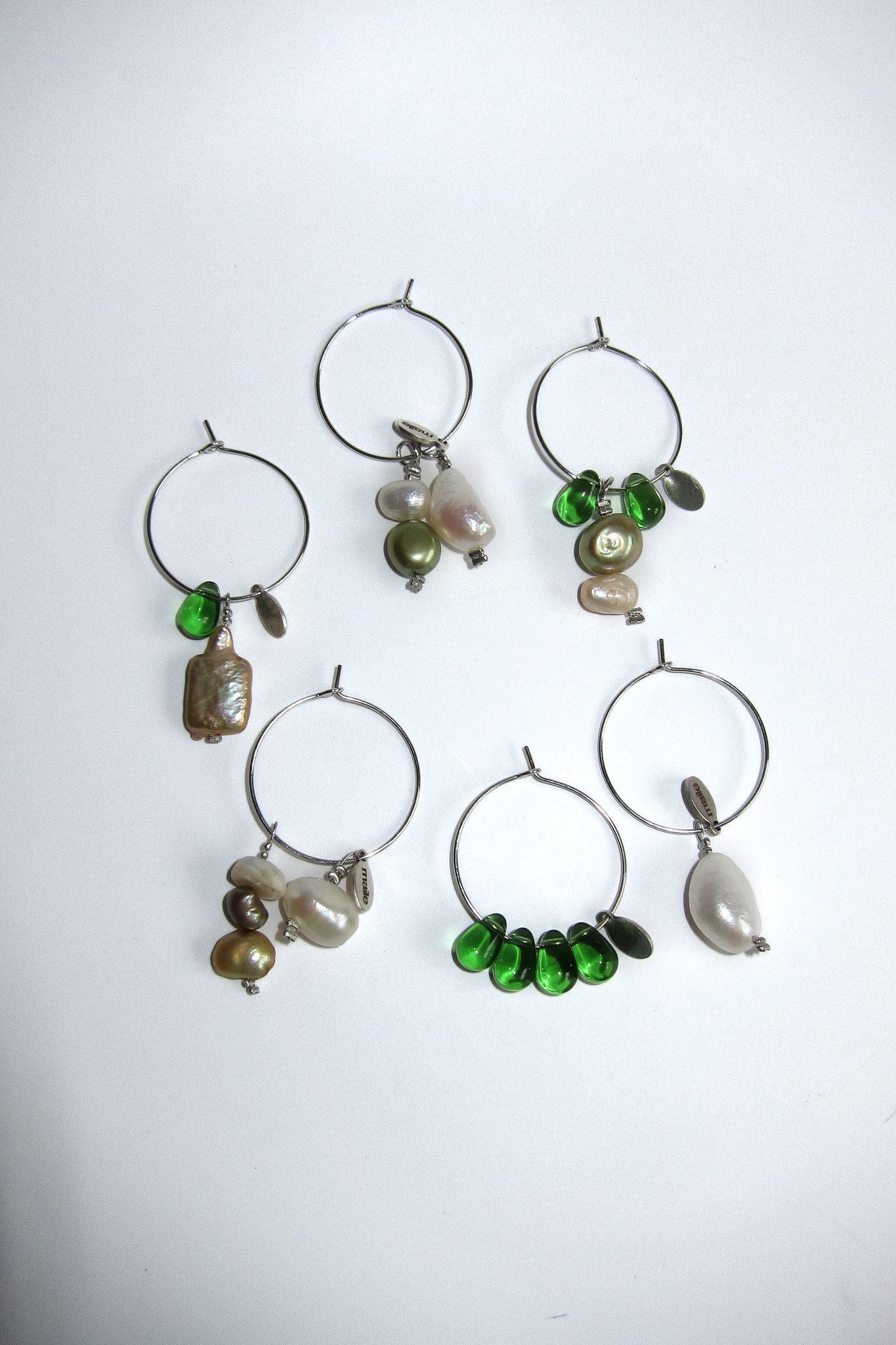 Pearl Green Teardrop Wine Charms