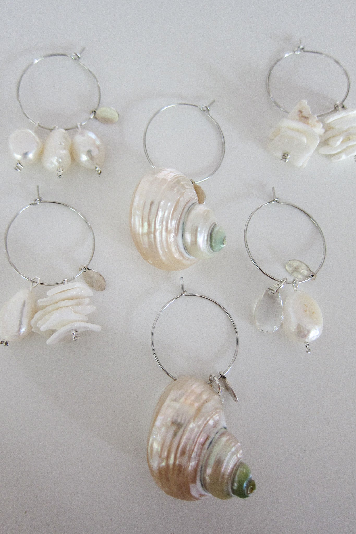 pearlescent shell wine charms