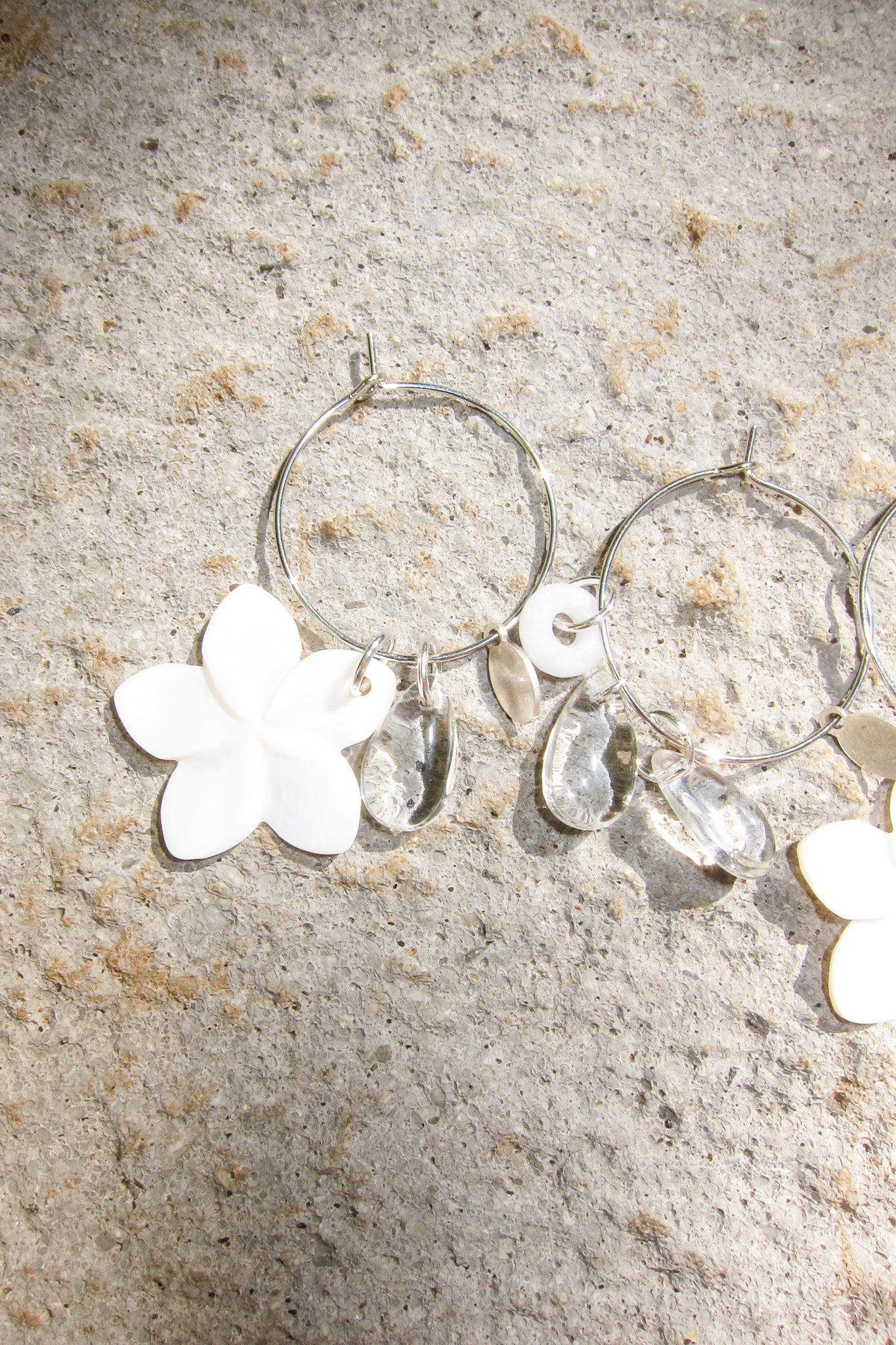 Plumeria Teardrop Wine Charms