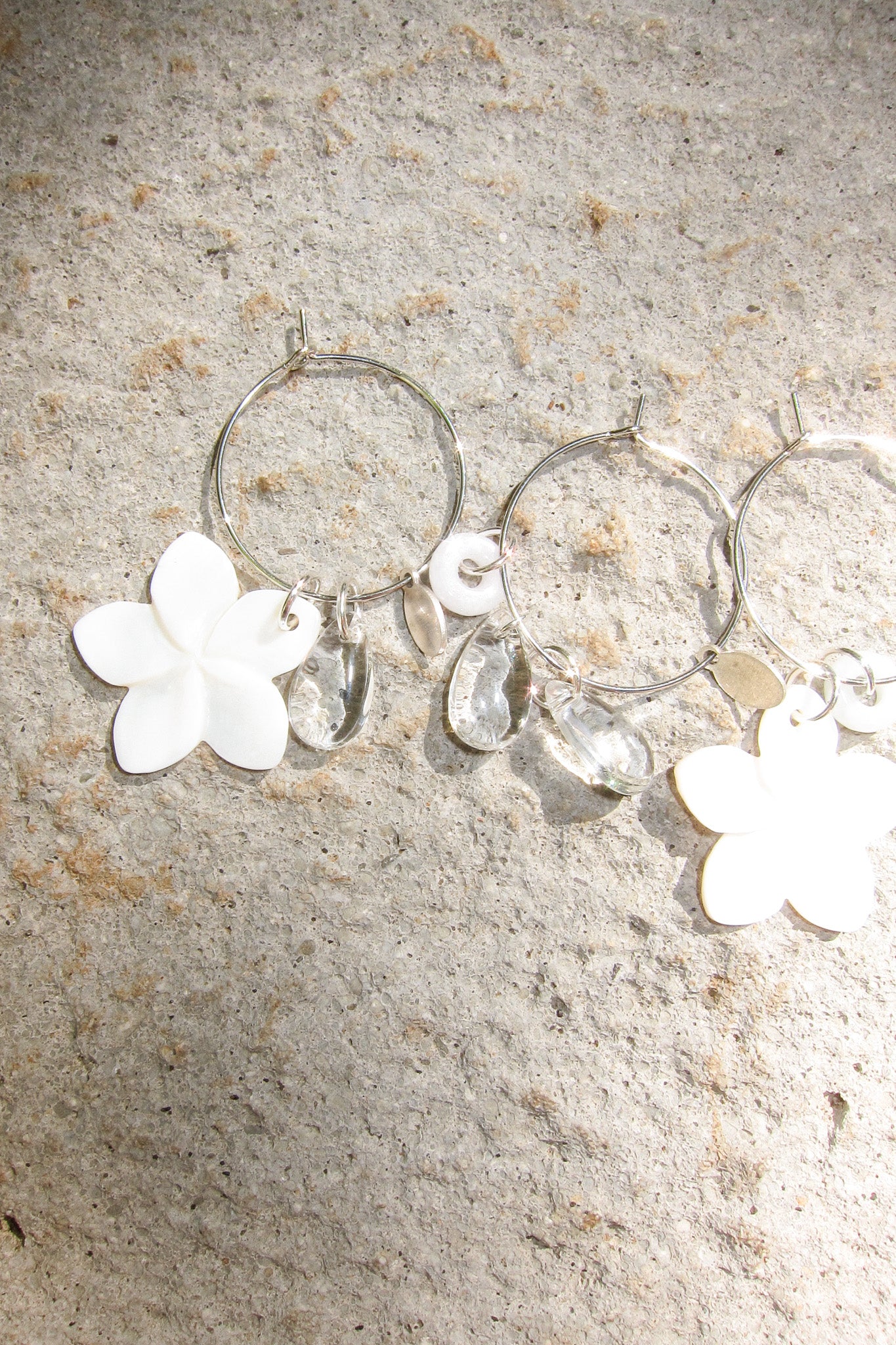 Plumeria Teardrop Wine Charms